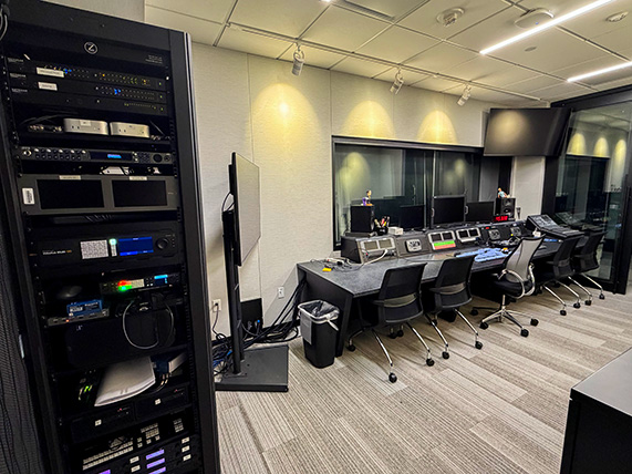 A wide shot of Thrivent's Multimedia video production studio.